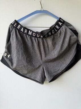 Under Armour Women's Gray Athletic Shorts with Black Trim